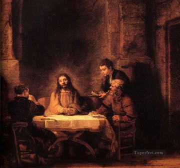レンブラント・ファン・レイン Painting - エマウス・レンブラントの晩餐